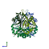 PDB entry 4nyp coloured by chain, side view.