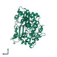 PDB entry 4nyz coloured by chain, side view.