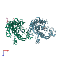 PDB entry 4nz6 coloured by chain, top view.