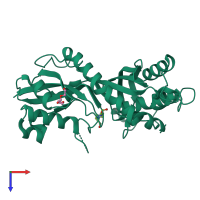 PDB entry 4nz7 coloured by chain, top view.