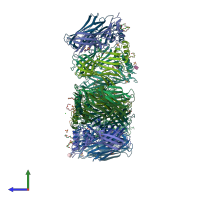 PDB entry 4nzb coloured by chain, side view.