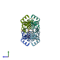 PDB entry 4nzg coloured by chain, side view.