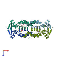 PDB entry 4nzg coloured by chain, top view.