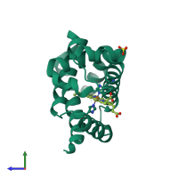 PDB entry 4nzi coloured by chain, side view.