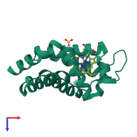 PDB entry 4nzi coloured by chain, top view.