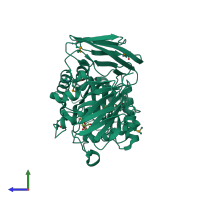 PDB entry 4nzj coloured by chain, side view.