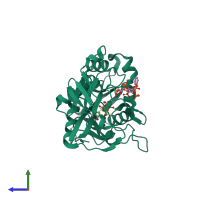 PDB entry 4nzn coloured by chain, side view.