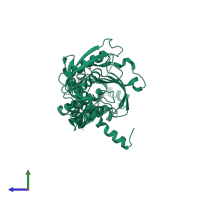PDB entry 4nzp coloured by chain, side view.