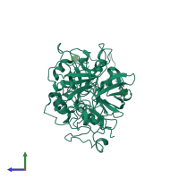 PDB entry 4nzq coloured by chain, side view.