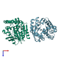 PDB entry 4nzz coloured by chain, top view.