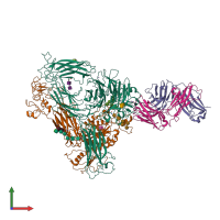 PDB entry 4o02 coloured by chain, front view.