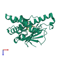 PDB entry 4o04 coloured by chain, top view.