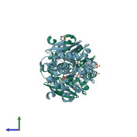 PDB entry 4o08 coloured by chain, side view.