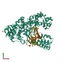 PDB entry 4o0i coloured by chain, front view.