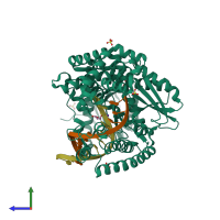 PDB entry 4o0i coloured by chain, side view.
