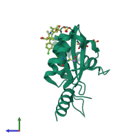 PDB entry 4o0j coloured by chain, side view.