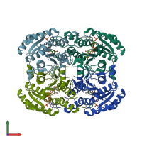 PDB entry 4o0l coloured by chain, front view.