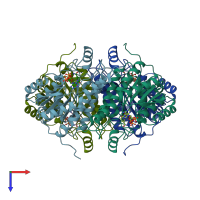 PDB entry 4o0l coloured by chain, top view.