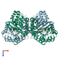 PDB entry 4o13 coloured by chain, top view.