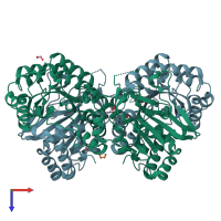 PDB entry 4o14 coloured by chain, top view.