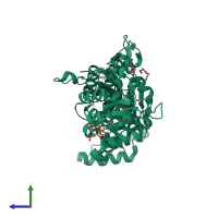 PDB entry 4o16 coloured by chain, side view.