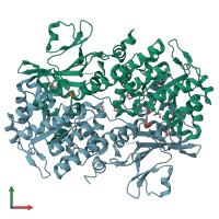 PDB entry 4o17 coloured by chain, front view.