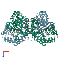 PDB entry 4o18 coloured by chain, top view.