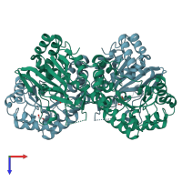 PDB entry 4o1c coloured by chain, top view.