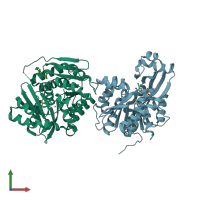 PDB entry 4o1l coloured by chain, front view.