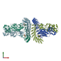 PDB entry 4o1o coloured by chain, front view.
