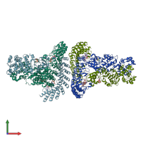 PDB entry 4o1p coloured by chain, front view.