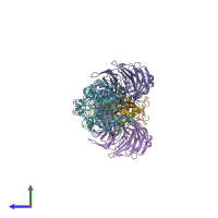 PDB entry 4o1q coloured by chain, side view.