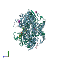 PDB entry 4o1z coloured by chain, side view.