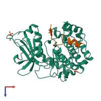 PDB entry 4o22 coloured by chain, top view.