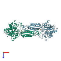 PDB entry 4o23 coloured by chain, top view.