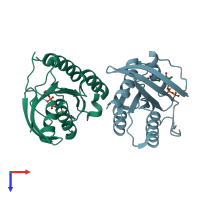 PDB entry 4o25 coloured by chain, top view.