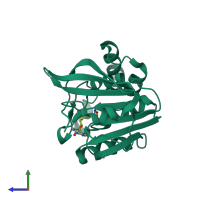 PDB entry 4o29 coloured by chain, side view.