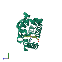 PDB entry 4o2g coloured by chain, side view.