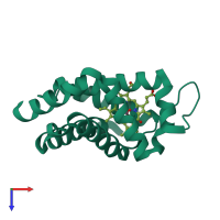 PDB entry 4o2g coloured by chain, top view.