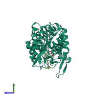 PDB entry 4o33 coloured by chain, side view.