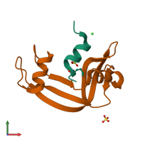 PDB entry 4o37 coloured by chain, front view.