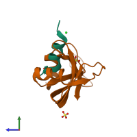 PDB 4o37 coloured by chain and viewed from the side.