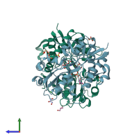 PDB entry 4o3b coloured by chain, side view.