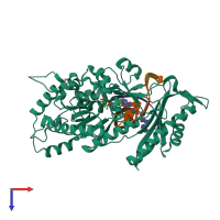 PDB entry 4o3n coloured by chain, top view.