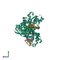 PDB entry 4o3o coloured by chain, side view.