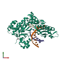 PDB entry 4o3s coloured by chain, front view.