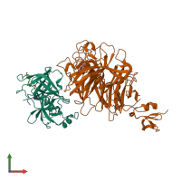 PDB entry 4o3t coloured by chain, front view.