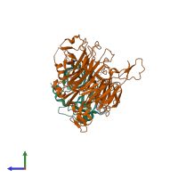 PDB entry 4o3u coloured by chain, side view.