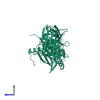 PDB entry 4o3y coloured by chain, side view.