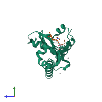 PDB entry 4o42 coloured by chain, side view.